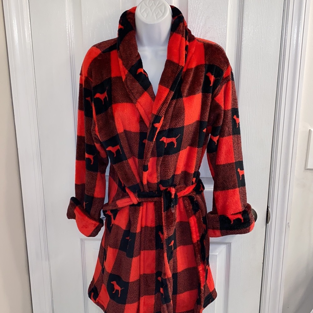 2 for 1 Price! VICTORIA’S SECRET Buffalo Plaid Robe PLUS New Tote Bag Sz XS/S